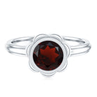 Rosec Jewels-1.7 Carat Round Cut Garnet Flower Engagement Ring for Women