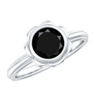 1.5 Carat Lab Grown Black Diamond Flower Engagement Ring AAAA ( Synthetic ) - Rosec Jewels
