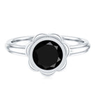 1.5 Carat Lab Grown Black Diamond Flower Engagement Ring AAAA ( Synthetic ) - Rosec Jewels