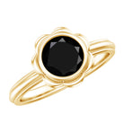 1.5 Carat Lab Grown Black Diamond Flower Engagement Ring AAAA ( Synthetic ) - Rosec Jewels
