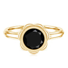 1.5 Carat Lab Grown Black Diamond Flower Engagement Ring AAAA ( Synthetic ) - Rosec Jewels