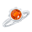 1.5 Carat Lab Grown Orange Sapphire Bezel Set Engagement Ring AAAA - Rosec Jewels