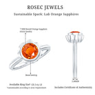 1.5 Carat Lab Grown Orange Sapphire Bezel Set Engagement Ring AAAA - Rosec Jewels