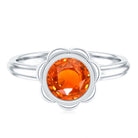 1.5 Carat Lab Grown Orange Sapphire Bezel Set Engagement Ring AAAA - Rosec Jewels