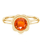 1.5 Carat Lab Grown Orange Sapphire Bezel Set Engagement Ring AAAA - Rosec Jewels