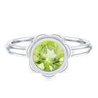 Rosec Jewels-Bezel Set 1.2 Carat Peridot Engagement Ring for Women