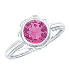 1 Carat Round Pink Tourmaline Flower Engagement Ring AAA - Rosec Jewels
