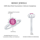 1 Carat Round Pink Tourmaline Flower Engagement Ring AAA - Rosec Jewels