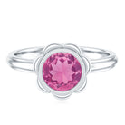 1 Carat Round Pink Tourmaline Flower Engagement Ring AAA - Rosec Jewels
