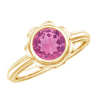 1 Carat Round Pink Tourmaline Flower Engagement Ring AAA - Rosec Jewels