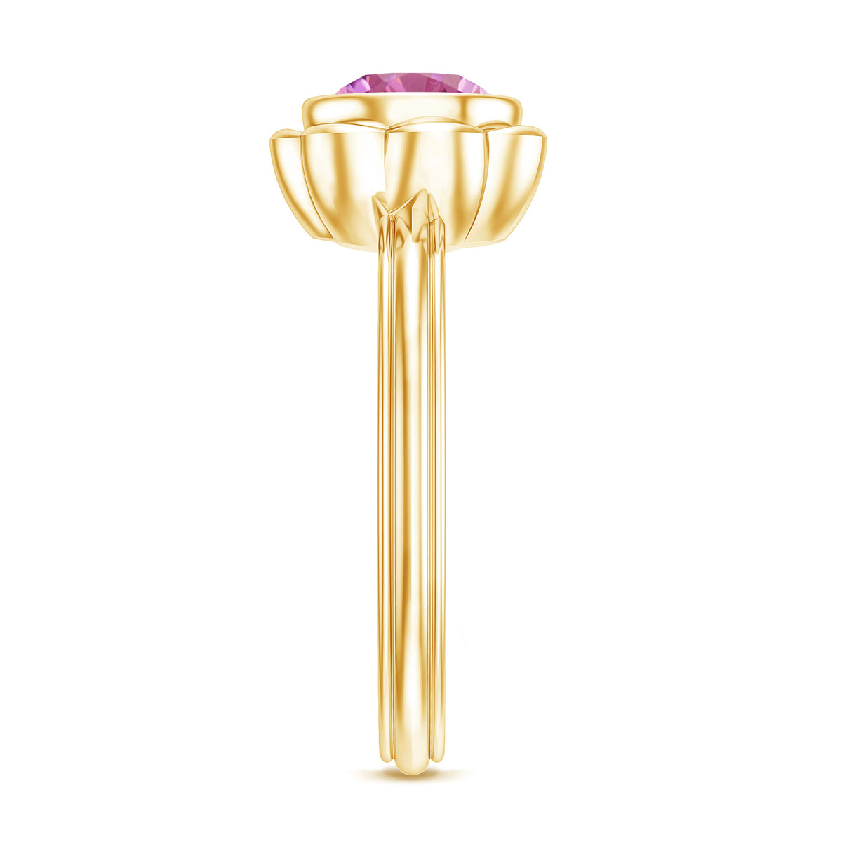1.2 Carat Round Pink Tourmaline Flower Engagement Ring AAA - Rosec Jewels