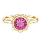 1 Carat Round Pink Tourmaline Flower Engagement Ring AAA - Rosec Jewels