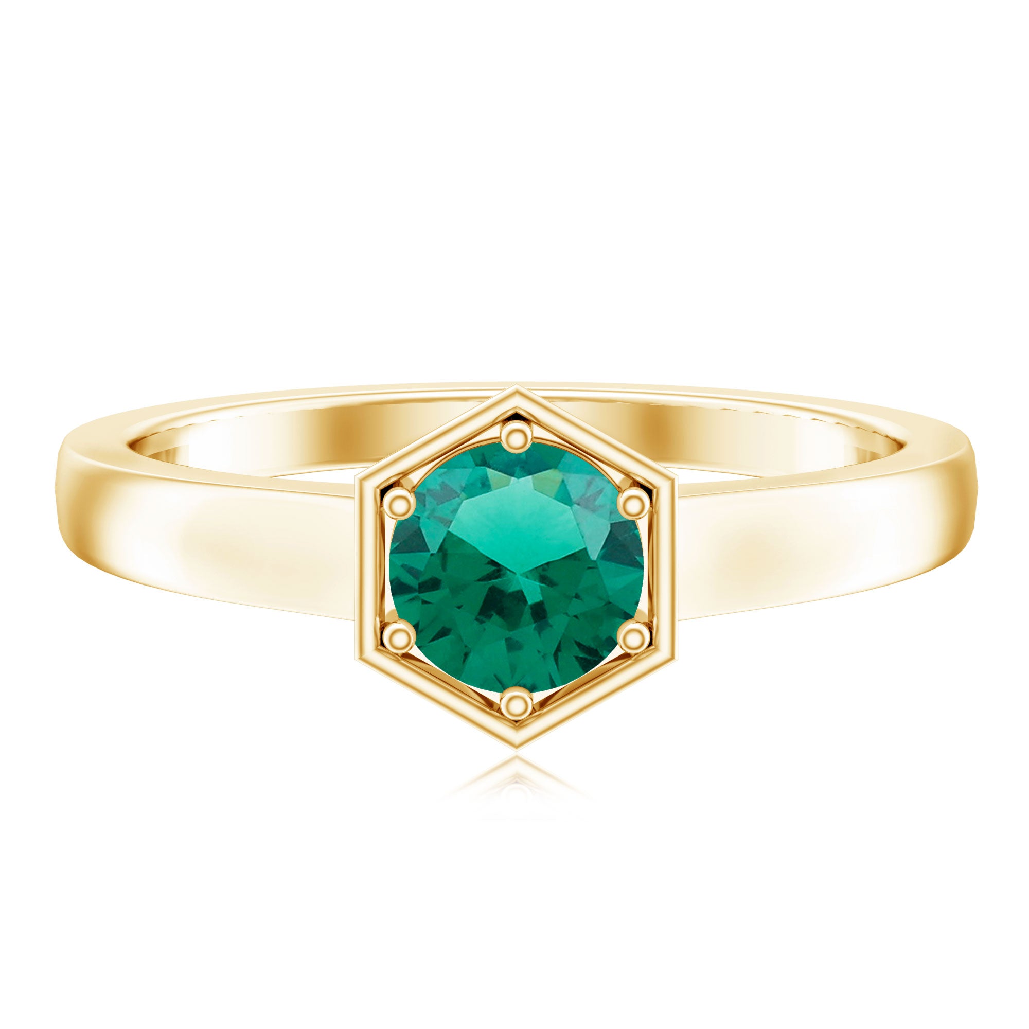 Rosec Jewels-Certified 0.8 Carat Lab Created Emerald Solitaire Engagement Ring