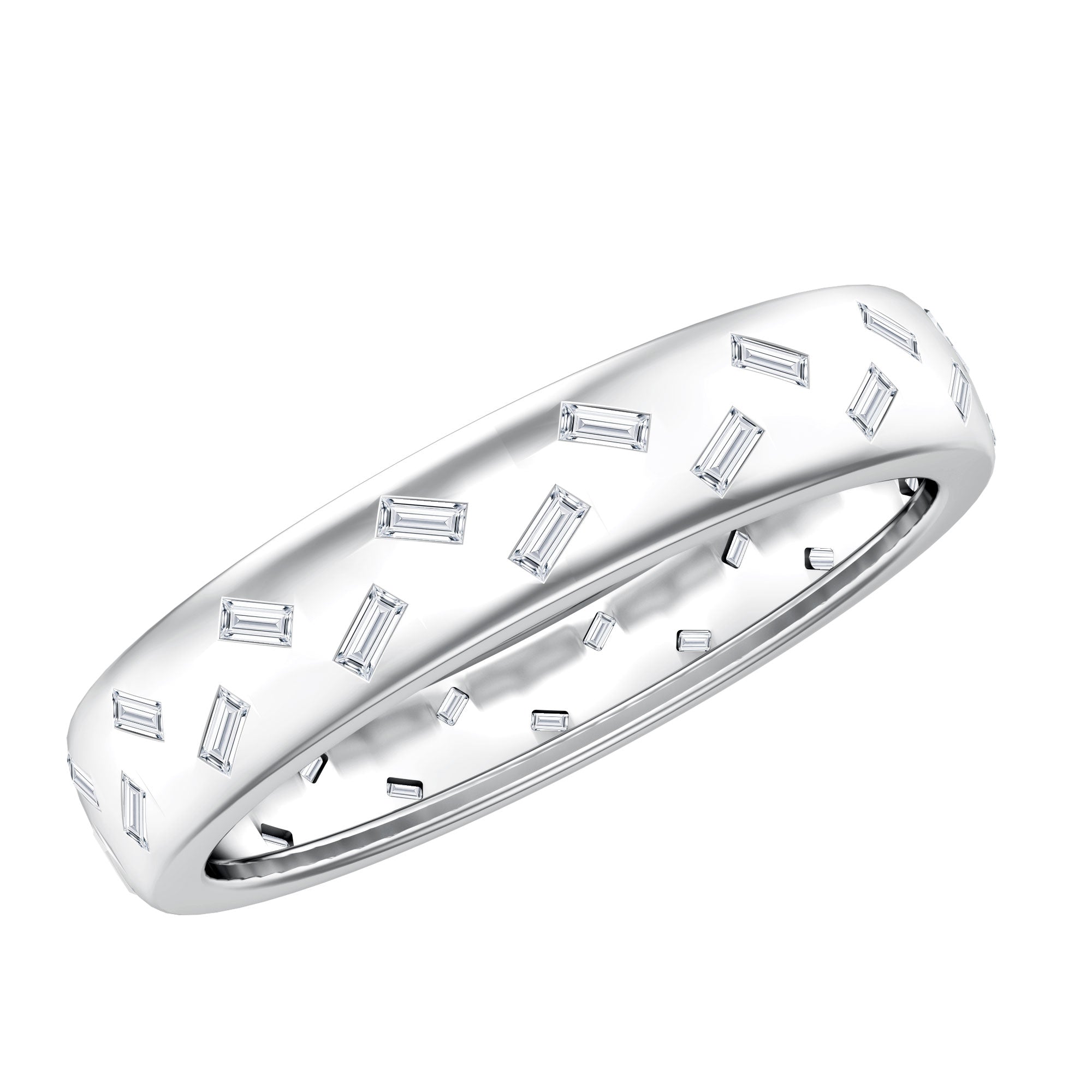 Baguette Cut Lab Grown Diamond Wedding Band With Certificate Lab - ( EF-VS ) - Rosec Jewels