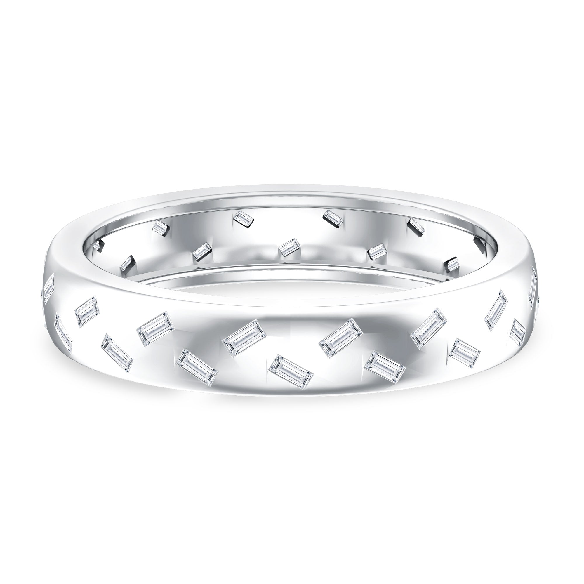 Baguette Cut Lab Grown Diamond Wedding Band With Certificate Lab - ( EF-VS ) - Rosec Jewels
