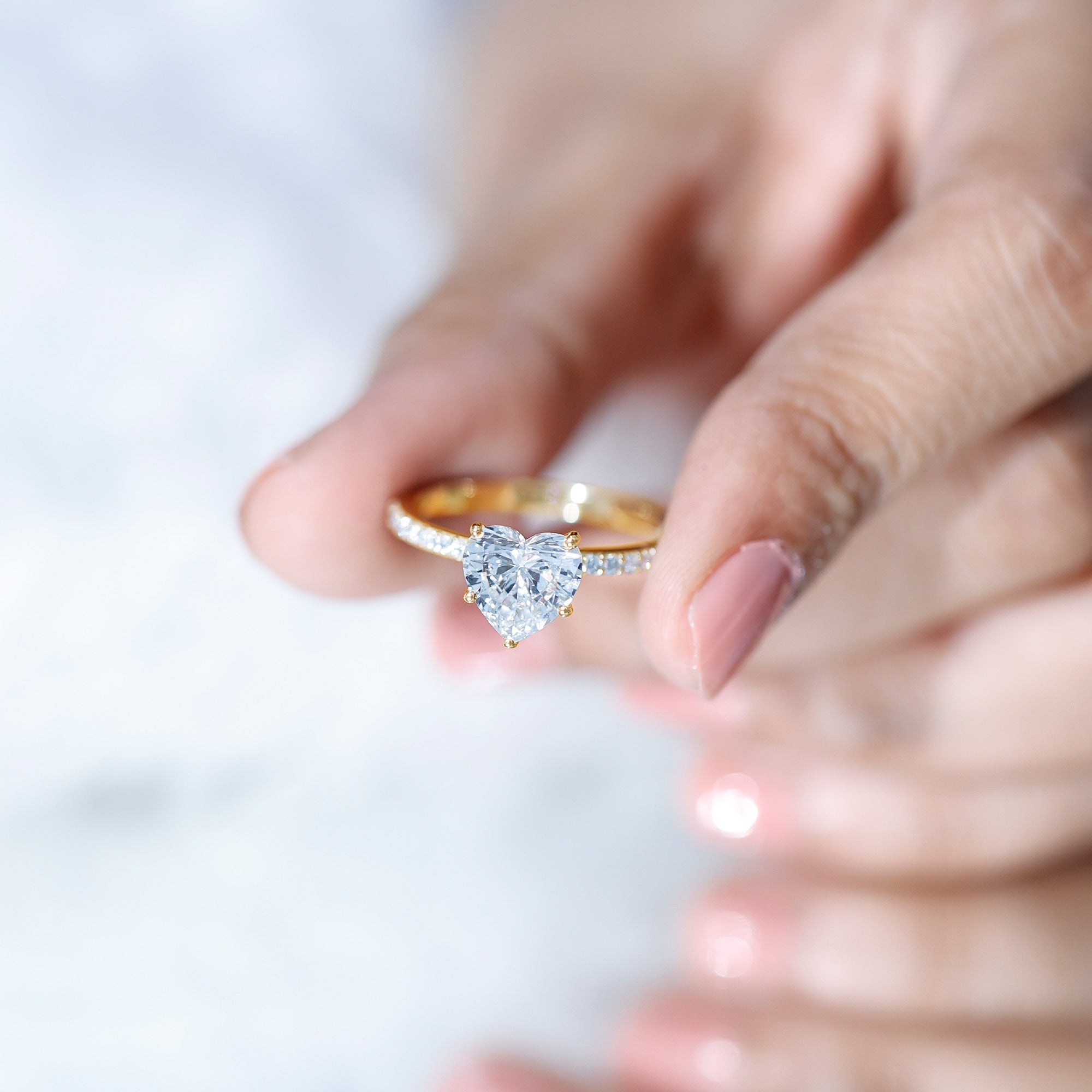 2 Carat Lab Grown Diamond Heart Engagement Ring for Her Lab - ( EF-VS ) - Rosec Jewels