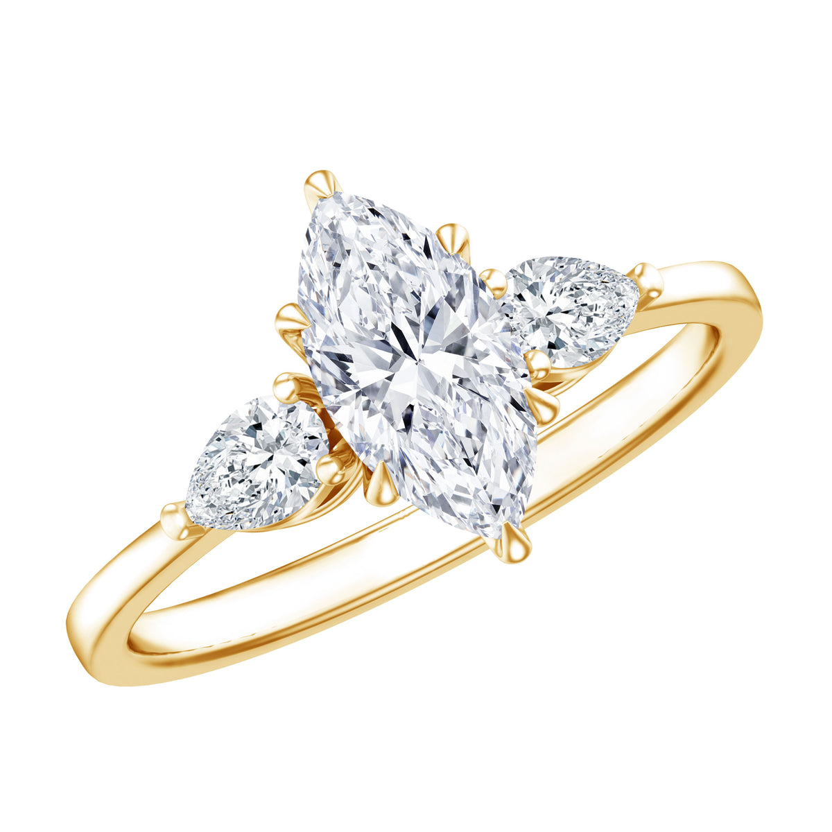 IGI Certified Lab Grown Diamond Three Stone Engagement Ring for Women Lab - ( E-VS1 ) - Rosec Jewels