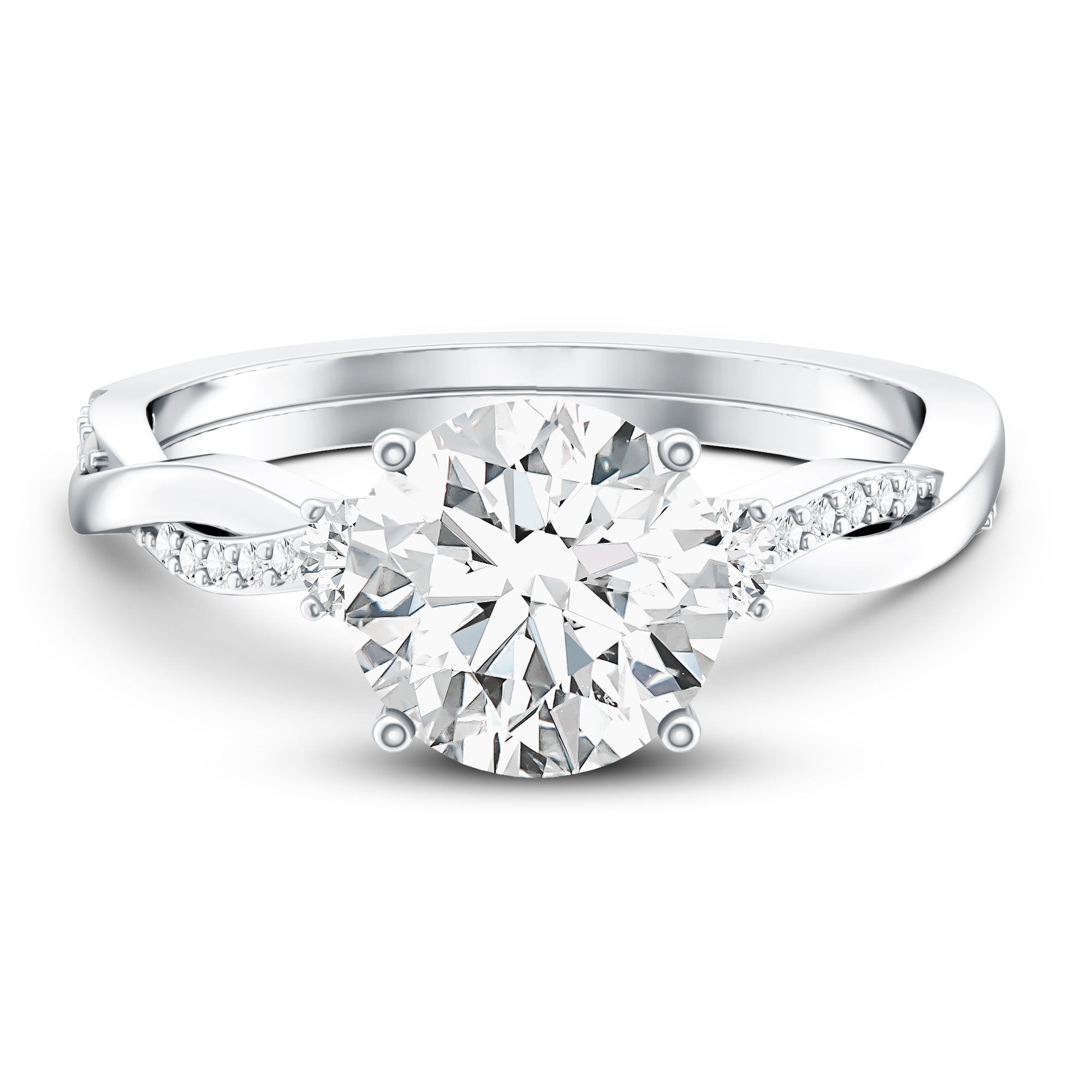 3 Carat Lab Grown Diamond Braided Engagement Ring with Certificate Lab - ( EF-VS ) - Rosec Jewels