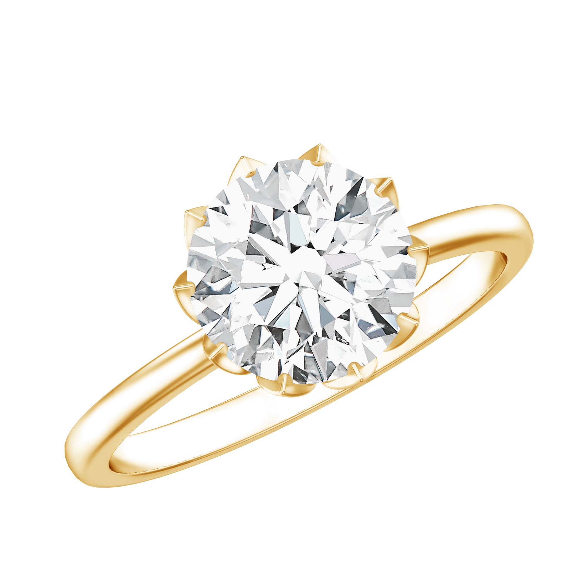 IGI Certified 2 Carat Lab Grown Diamond Lotus Engagement Ring Lab - ( E-VS1 ) - Rosec Jewels