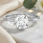 Lotus Basket Set Lab Grown Diamond 3 Carat Engagement Ring with IGI Certificate Lab - ( E-VS1 ) - Rosec Jewels