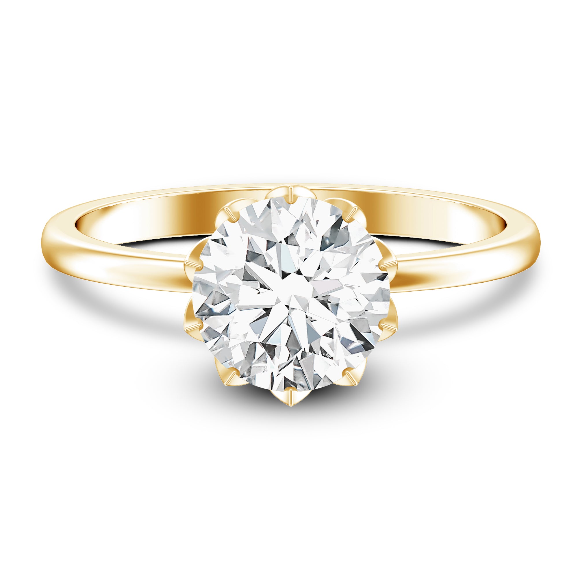 Rosec Jewels-Lotus Basket Set Lab Grown Diamond 3 Carat Engagement Ring with IGI Certificate