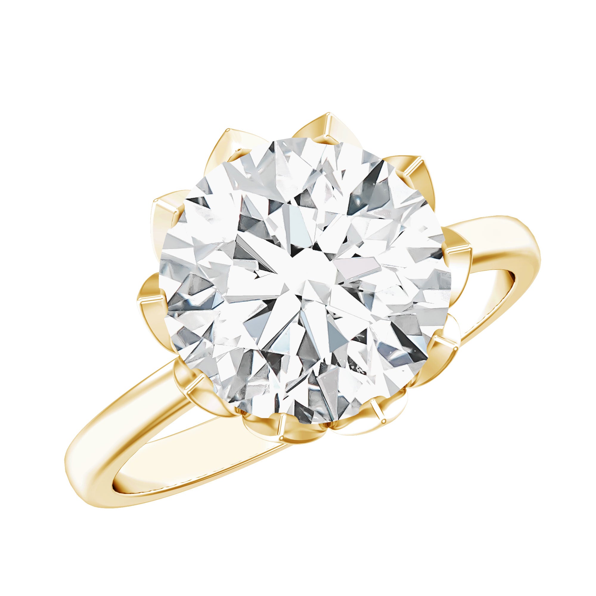 Rosec Jewels-IGI Certified 4 CT Lab Grown Diamond Lotus Engagement Ring