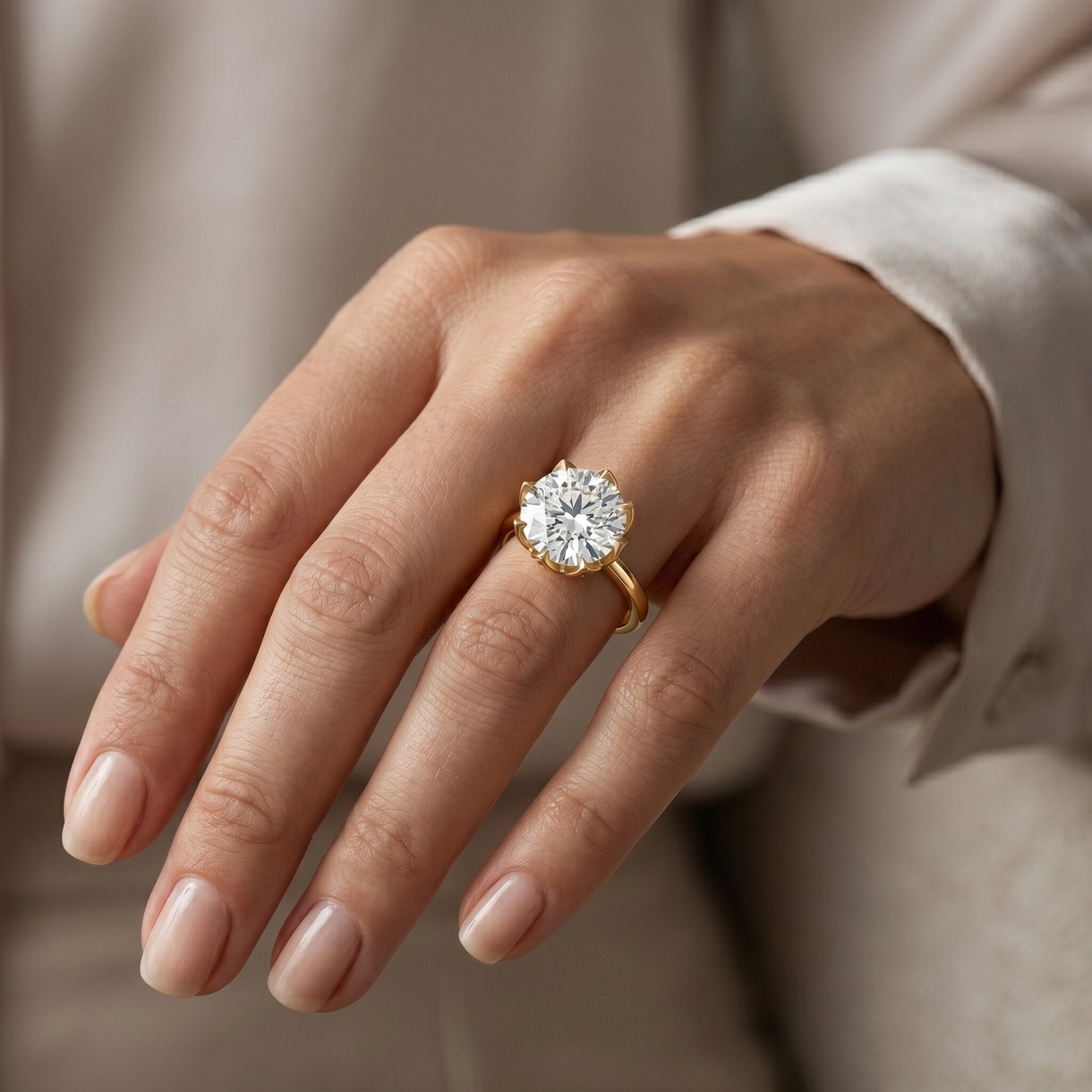 5 Carat Lab Diamond Solitaire Engagement Ring with IGI Certificate Lab - ( E-VS1 ) - Rosec Jewels