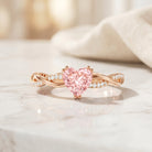 1 CT IGI Certified Lab Grown Pink Diamond Heart Engagement Ring with Crossover Shank VVS - Rosec Jewels