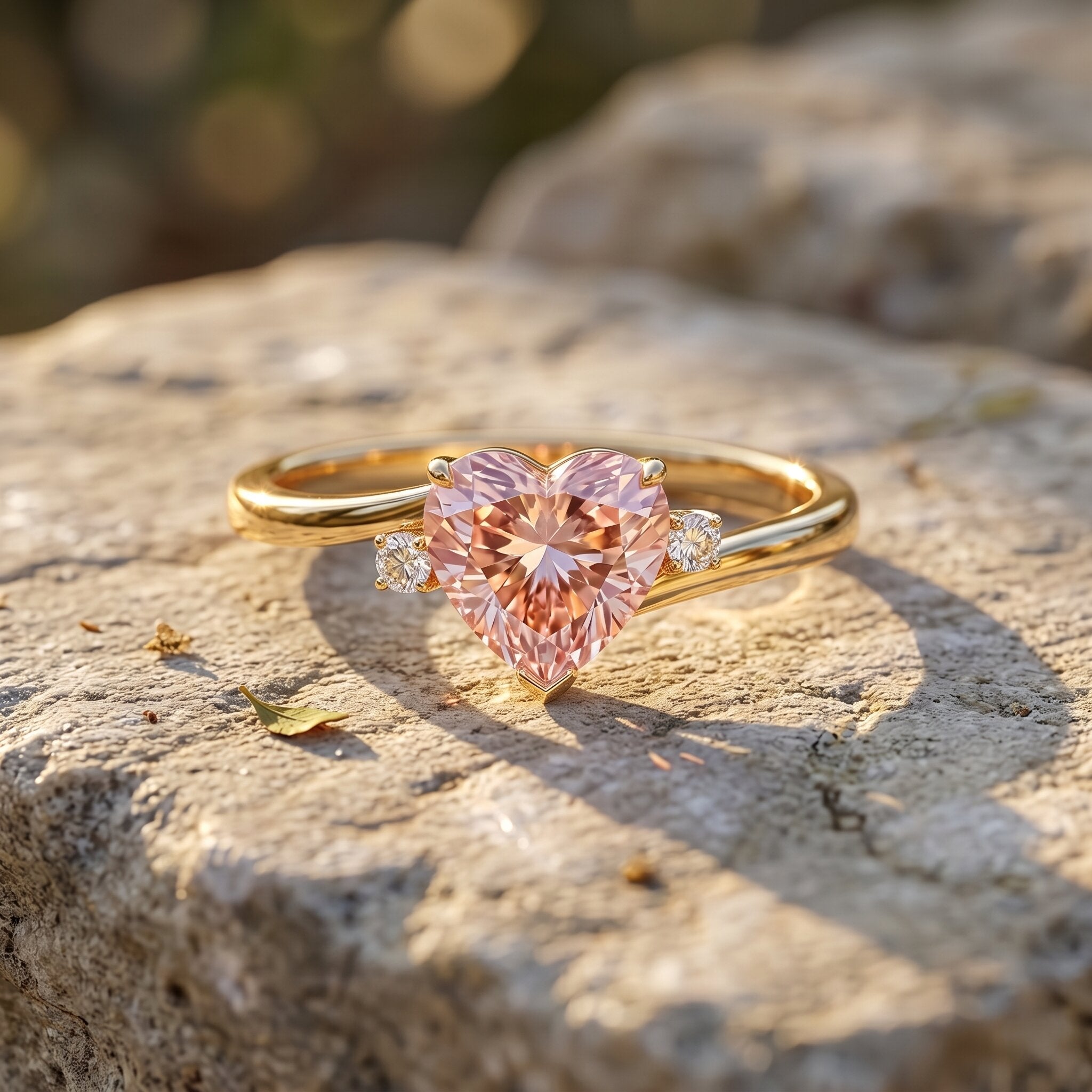 IGI Certified 1 CT Lab Grown Pink Diamond Heart Promise Ring VVS - Rosec Jewels