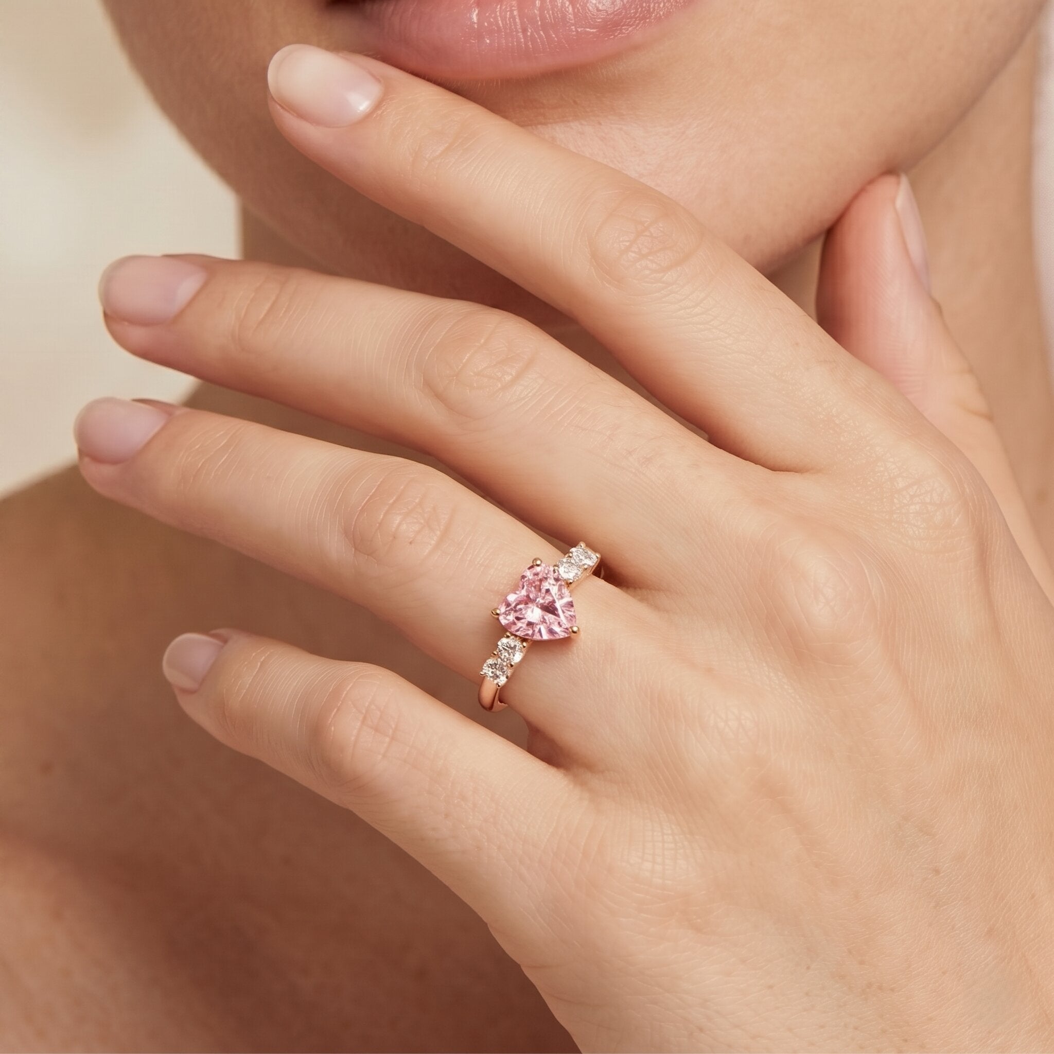 IGI Certified 1 Carat Lab Grown Pink and White Diamond Heart Promise Ring for Her VS1 - Rosec Jewels