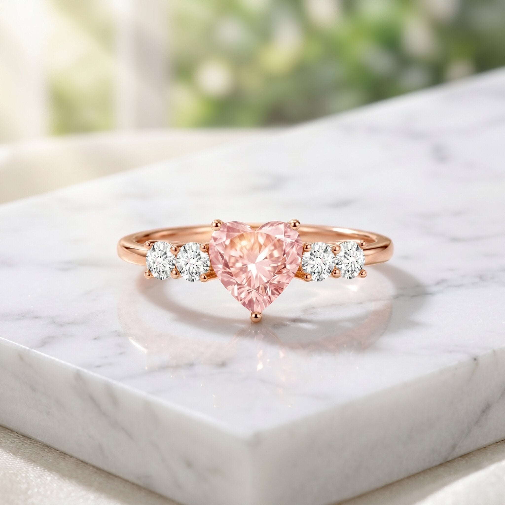 IGI Certified 1 Carat Lab Grown Pink and White Diamond Heart Promise Ring for Her VS1 - Rosec Jewels