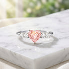 IGI Certified 1 Carat Lab Grown Pink and White Diamond Heart Promise Ring for Her Fancy Pink - VS1 - Rosec Jewels