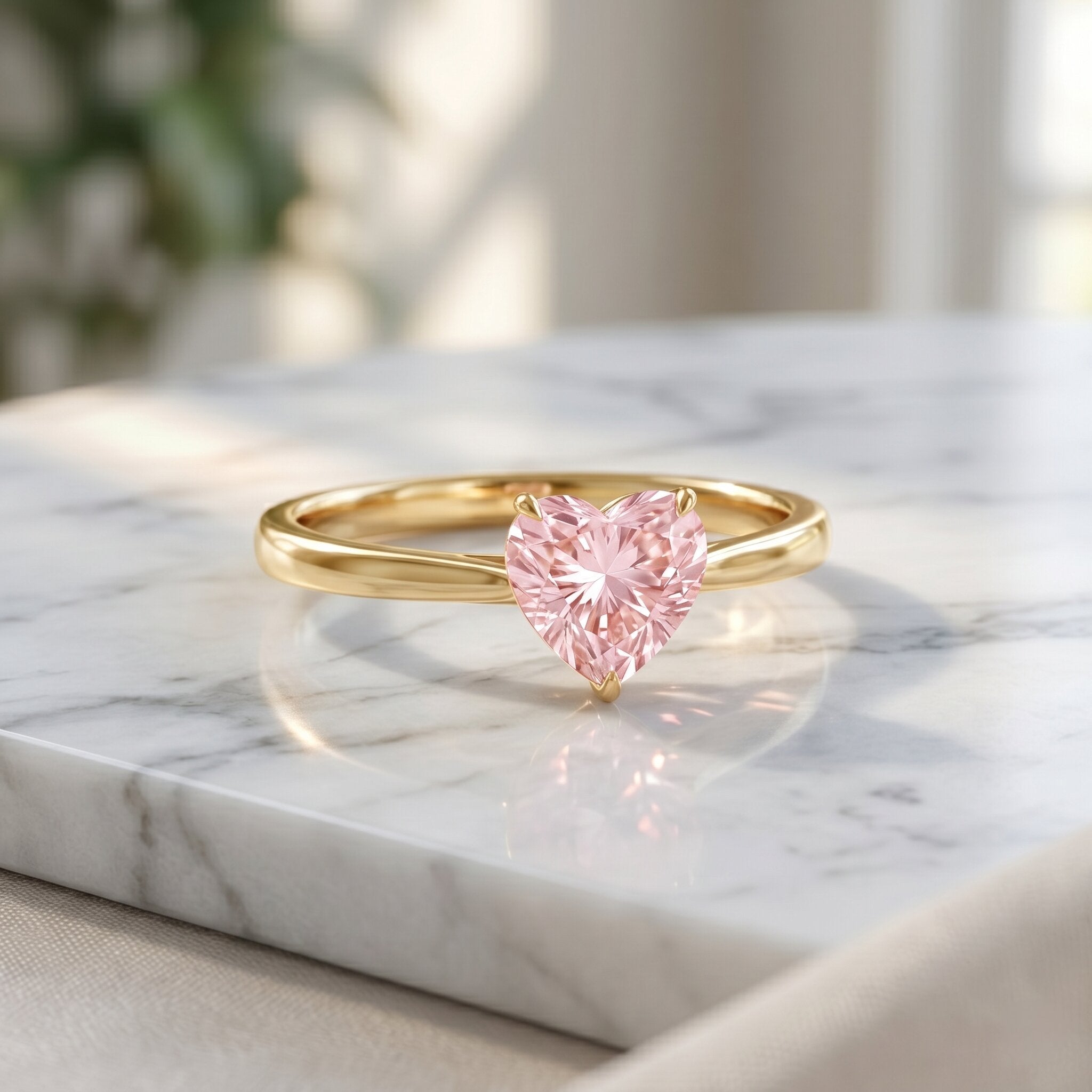 1 CT Lab Grown Pink Diamond Heart Promise Ring with IGI Certificate VVS - Rosec Jewels