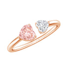 Heart Shape Lab Grown Pink White Diamond Toi Et Moi Promise Ring with IGI Certificate E-VS1 - Rosec Jewels