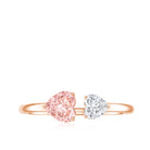 Heart Shape Lab Grown Pink White Diamond Toi Et Moi Promise Ring with IGI Certificate E-VS1 - Rosec Jewels