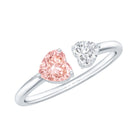 Heart Shape Lab Grown Pink White Diamond Toi Et Moi Promise Ring with IGI Certificate E-VS1 - Rosec Jewels
