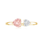Heart Shape Lab Grown Pink White Diamond Toi Et Moi Promise Ring with IGI Certificate E-VS1 - Rosec Jewels