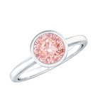1 CT Lab Grown Pink Diamond Bezel Set Engagement Ring with IGI Certificate E-VS1 - Rosec Jewels