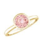 1 CT Lab Grown Pink Diamond Bezel Set Engagement Ring with IGI Certificate E-VS1 - Rosec Jewels