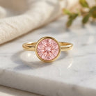 1 CT Lab Grown Pink Diamond Bezel Set Engagement Ring with IGI Certificate VVS - Rosec Jewels