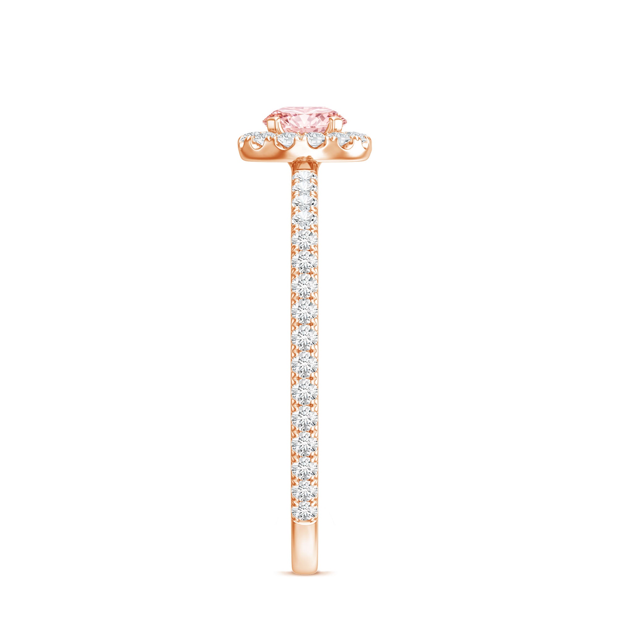 Lab Grown Pink White Diamond Halo Engagement Ring with IGI Certificate E-VS1 - Rosec Jewels