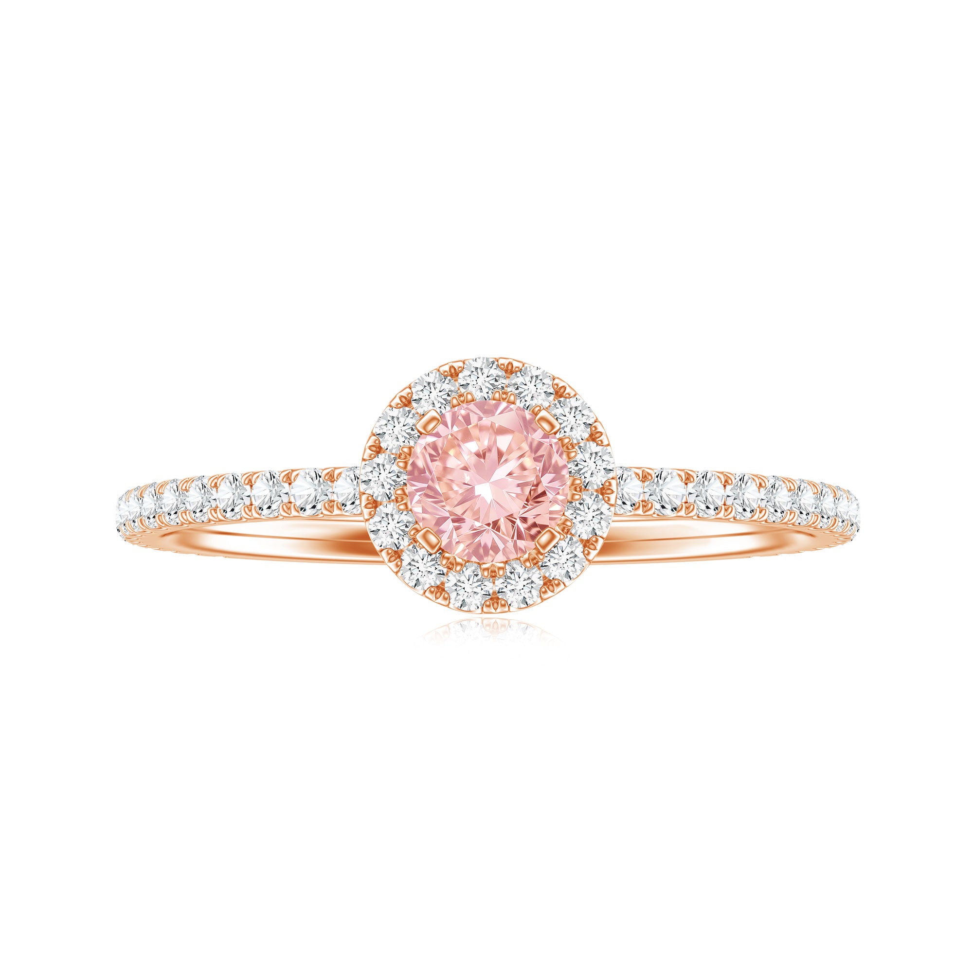 Lab Grown Pink White Diamond Halo Engagement Ring with IGI Certificate E-VS1 - Rosec Jewels