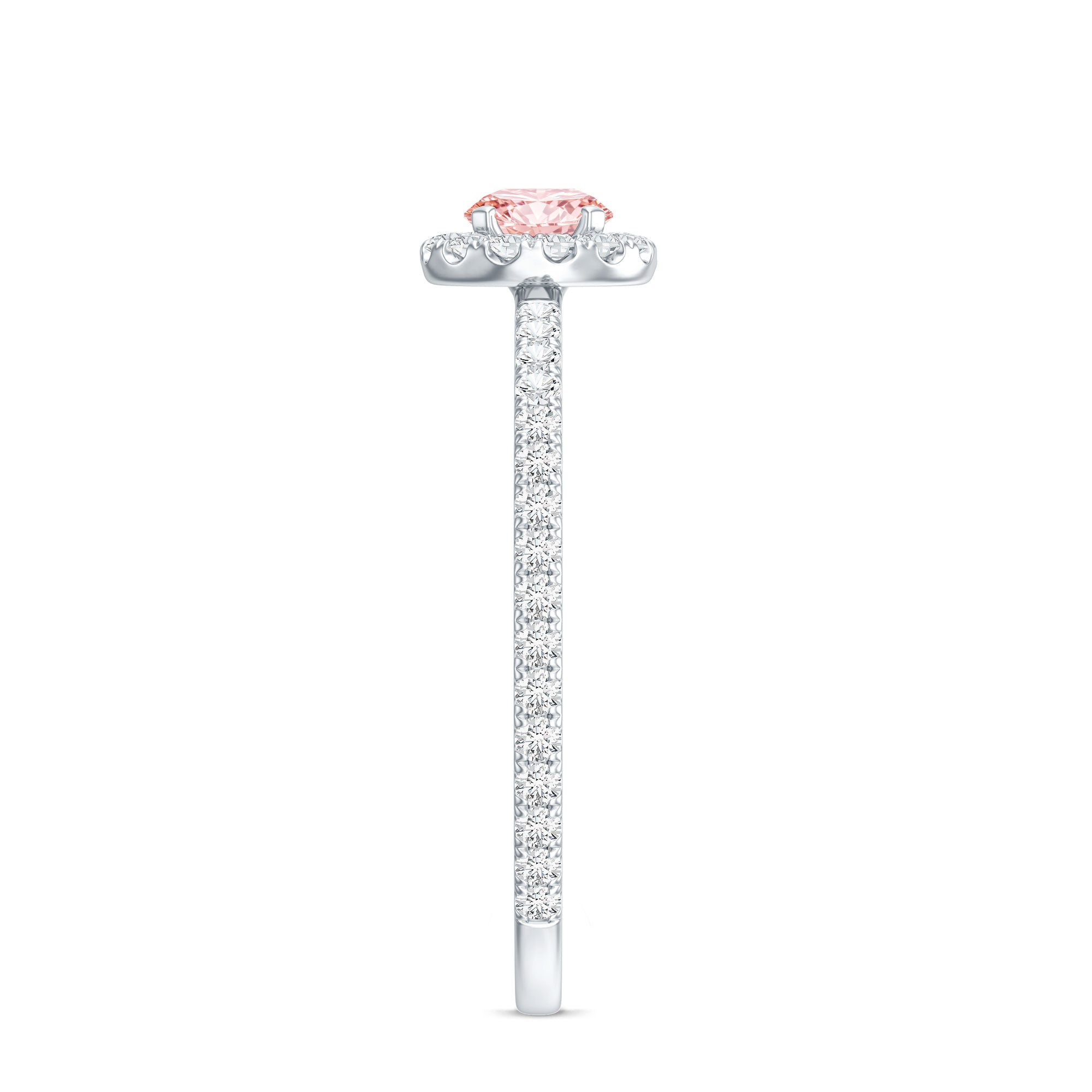Lab Grown Pink White Diamond Halo Engagement Ring with IGI Certificate E-VS1 - Rosec Jewels
