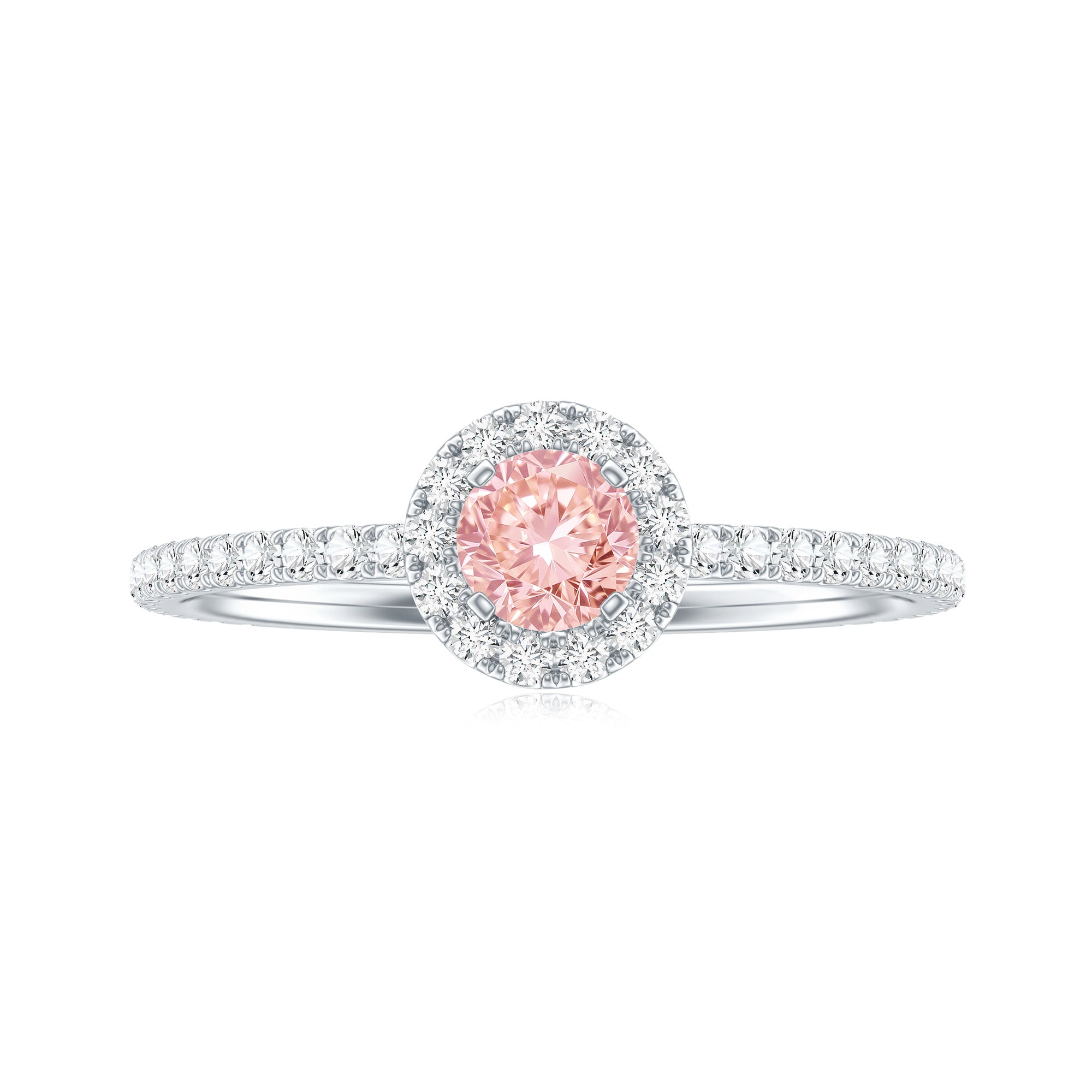 Lab Grown Pink White Diamond Halo Engagement Ring with IGI Certificate E-VS1 - Rosec Jewels