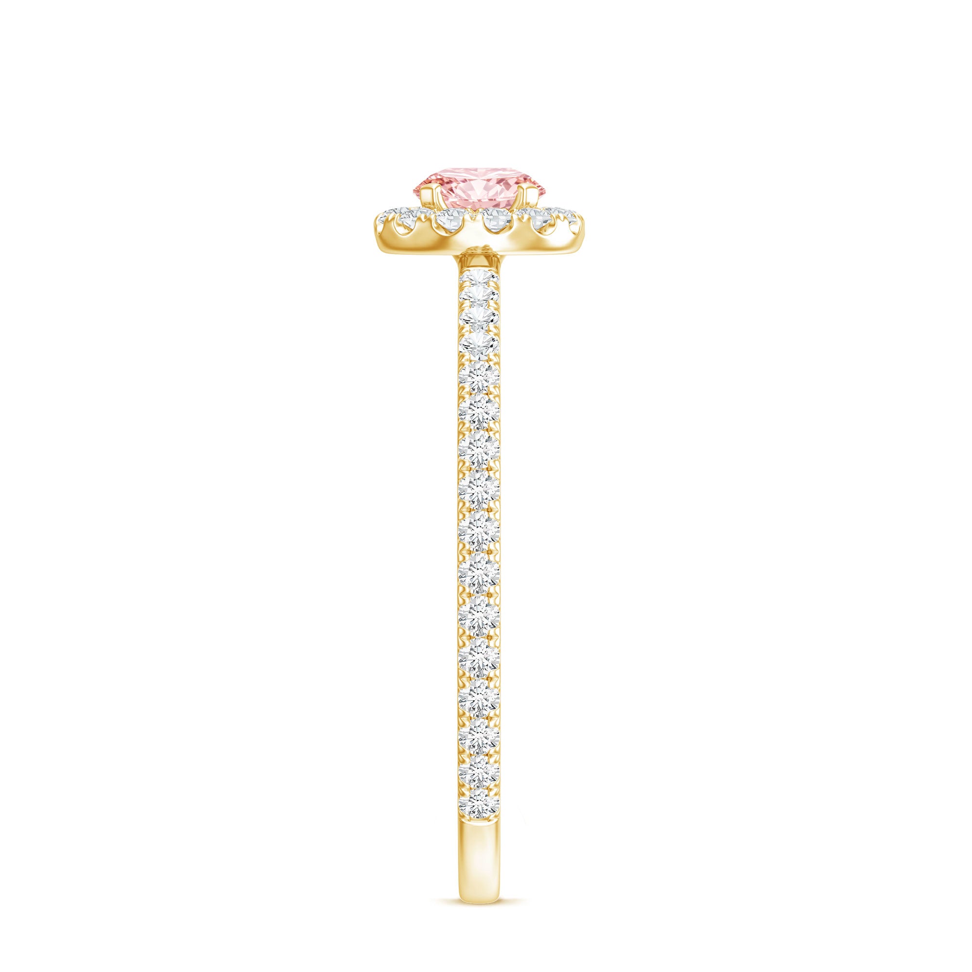 Lab Grown Pink White Diamond Halo Engagement Ring with IGI Certificate E-VS1 - Rosec Jewels