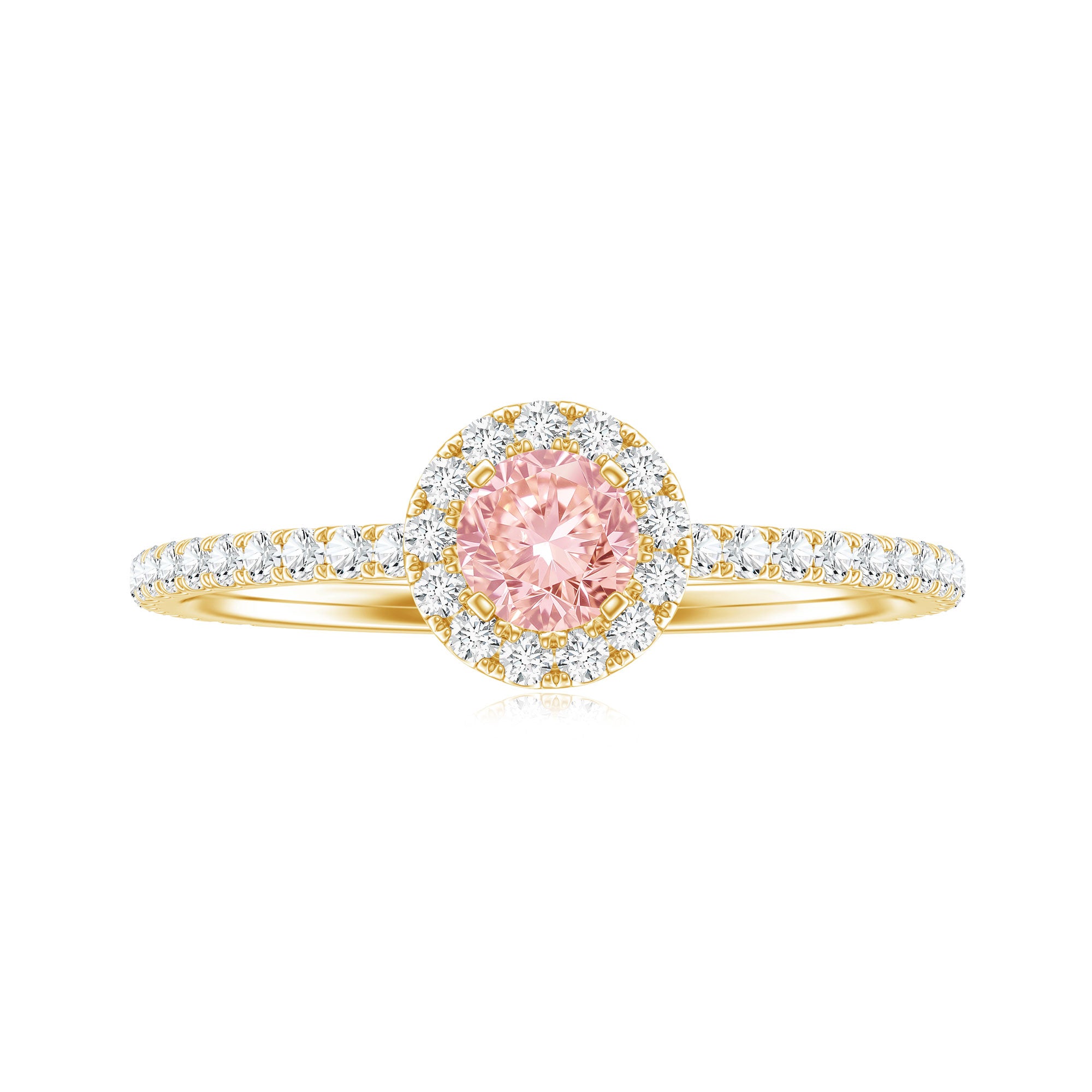 Lab Grown Pink White Diamond Halo Engagement Ring with IGI Certificate E-VS1 - Rosec Jewels