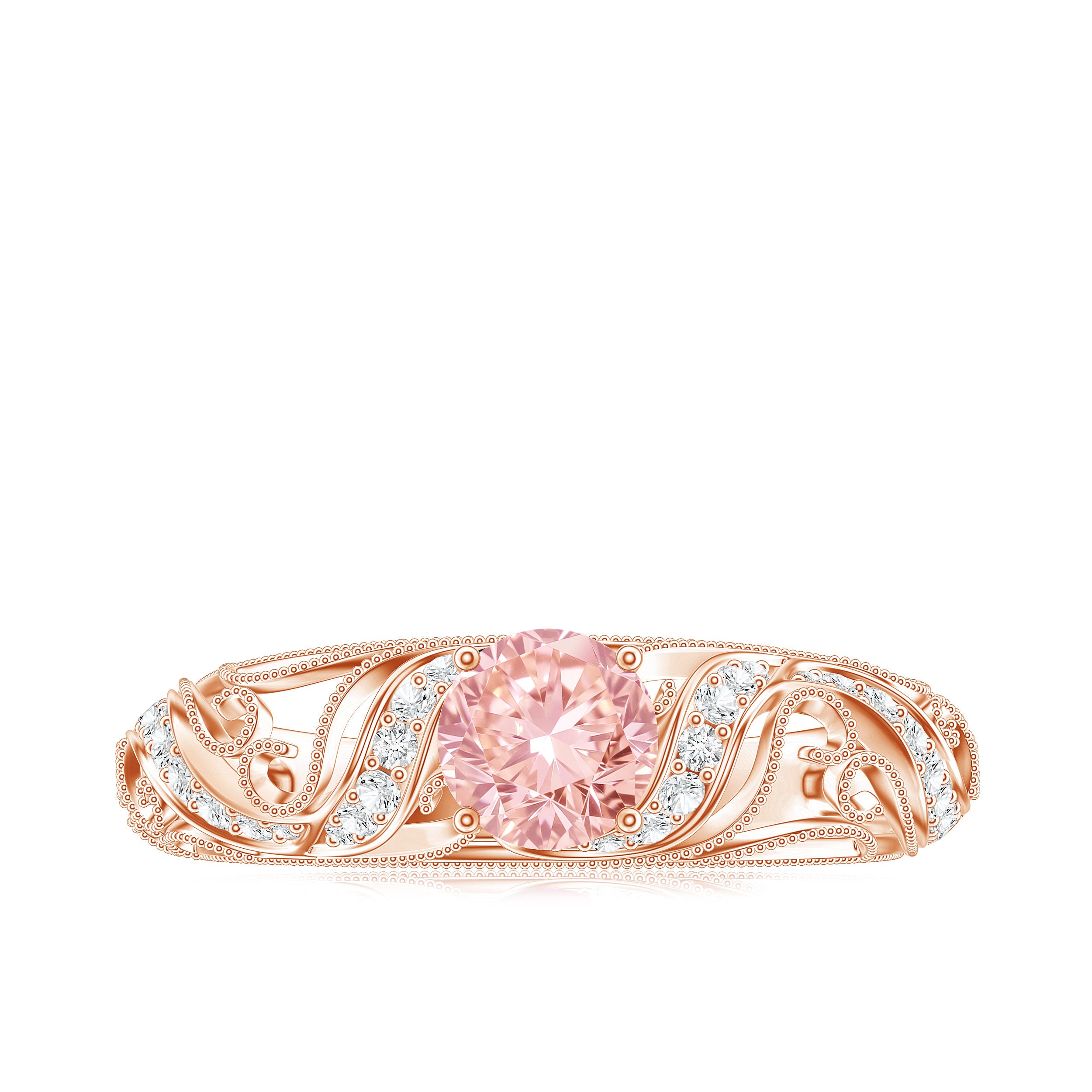 Rosec Jewels-Lab Grown Pink Diamond Vintage Inspired Engagement Ring
