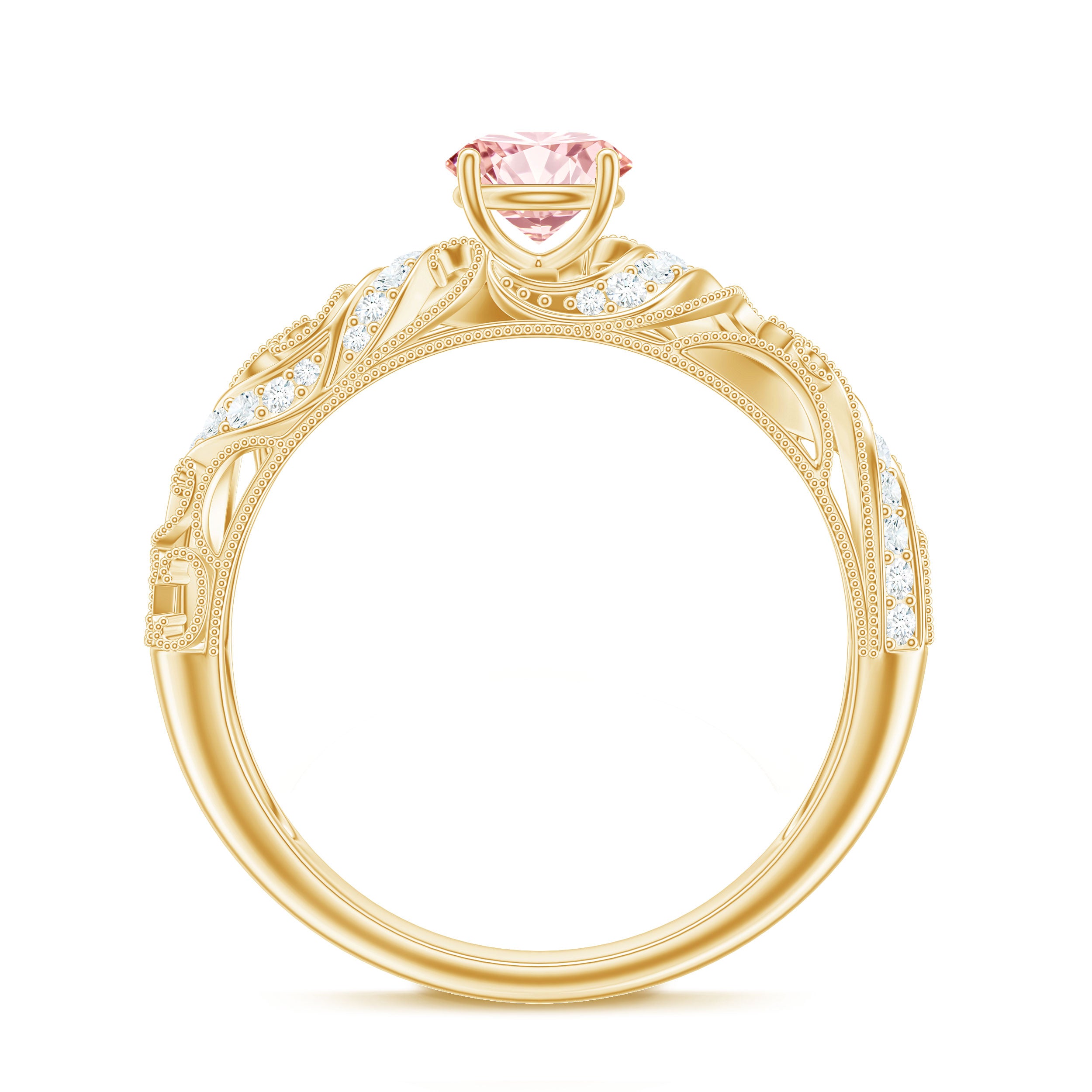 Rosec Jewels-Lab Grown Pink Diamond Vintage Inspired Engagement Ring