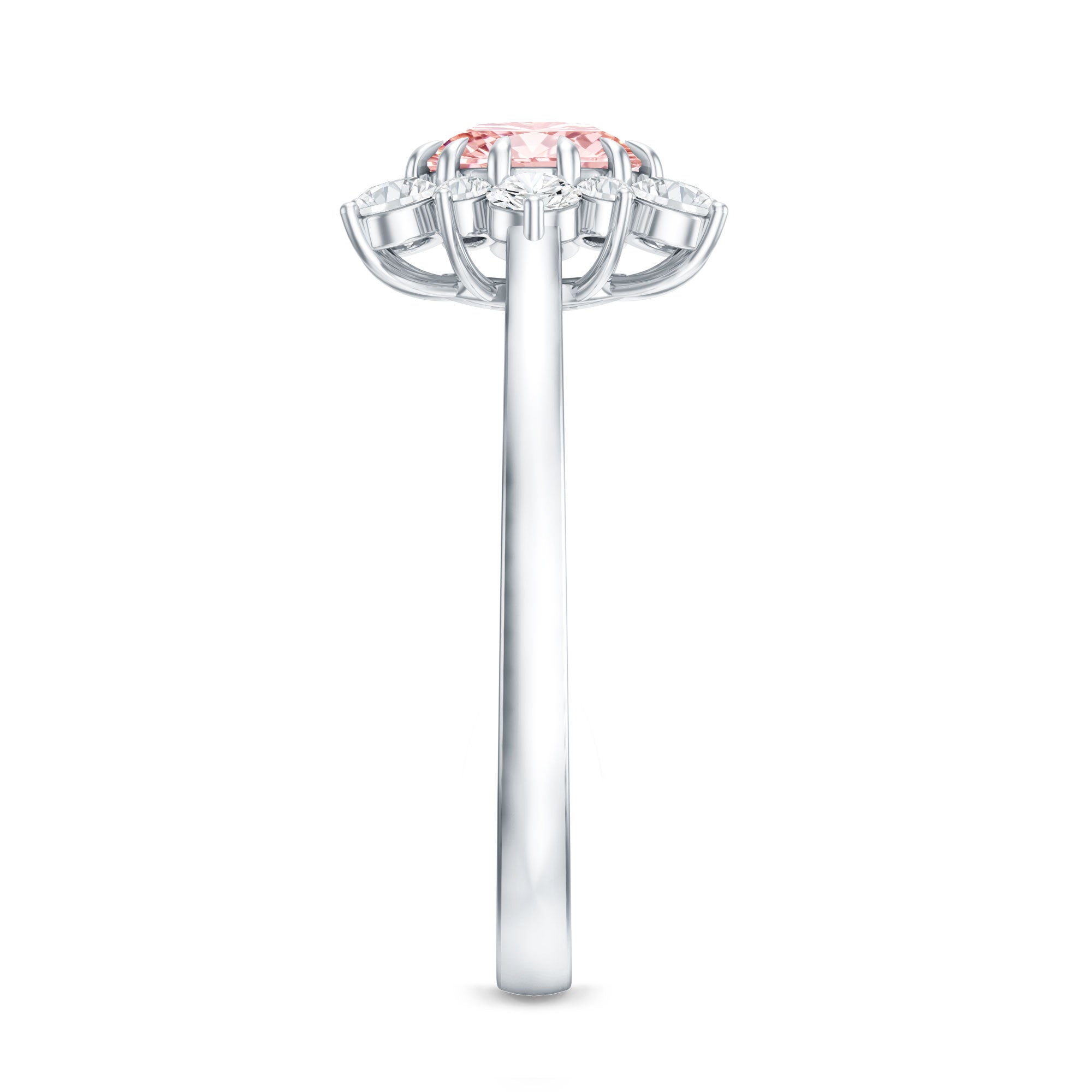 Rosec Jewels-1 CT Lab Grown Pink and White Diamond Halo Engagement Ring