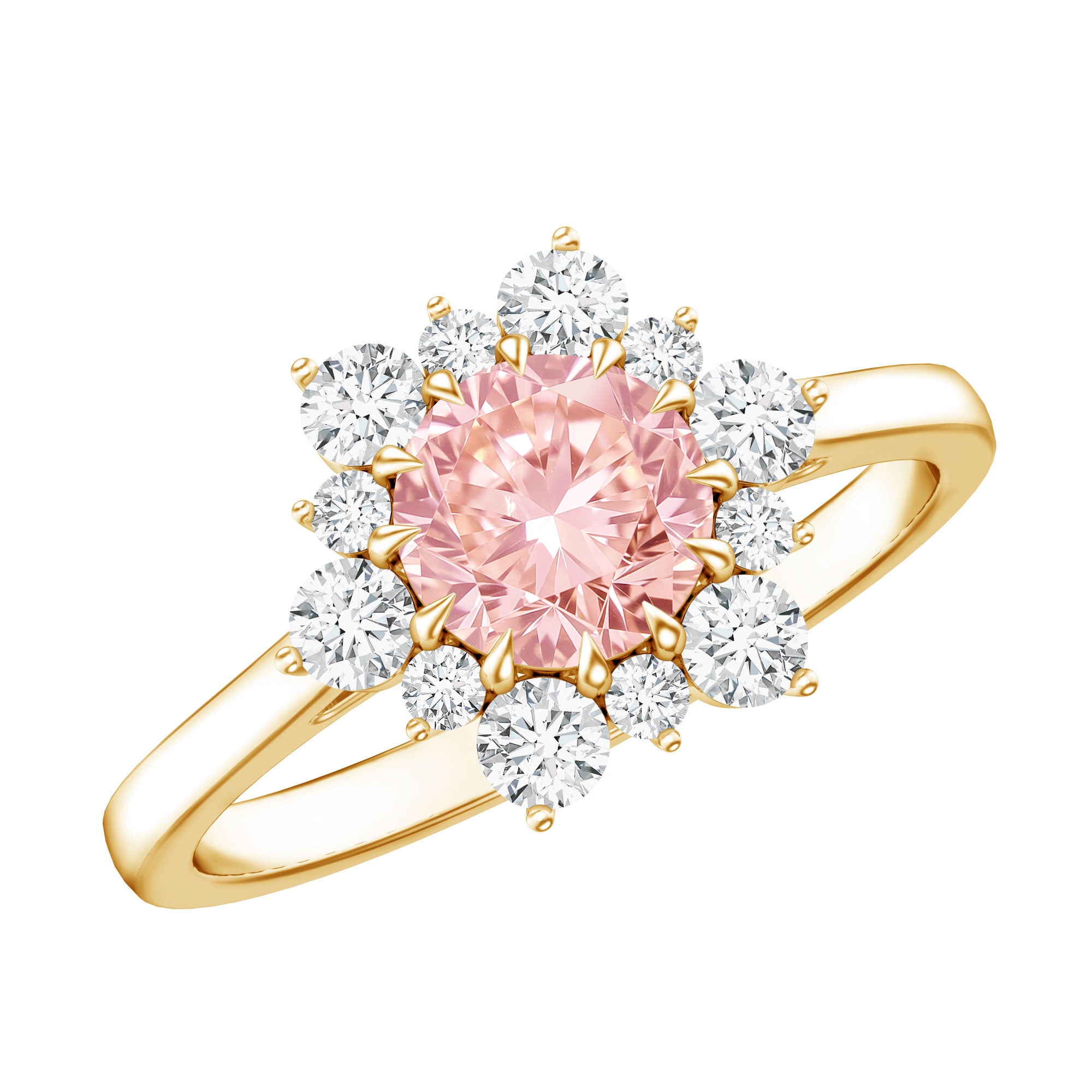 Rosec Jewels-1 CT Lab Grown Pink and White Diamond Halo Engagement Ring